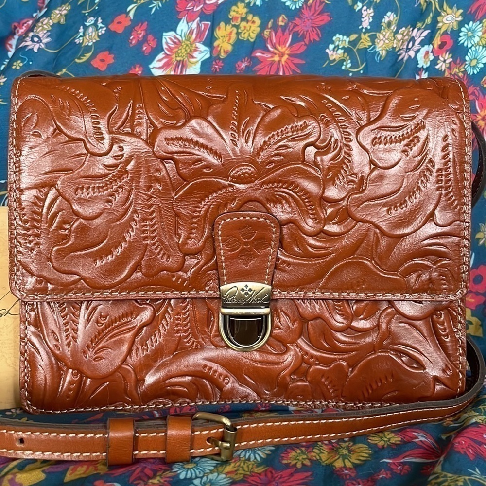 Brand New Patricia Nash Genuine Tooled Leather Lanza Crossbody Purse Florence - Picture 2 of 16